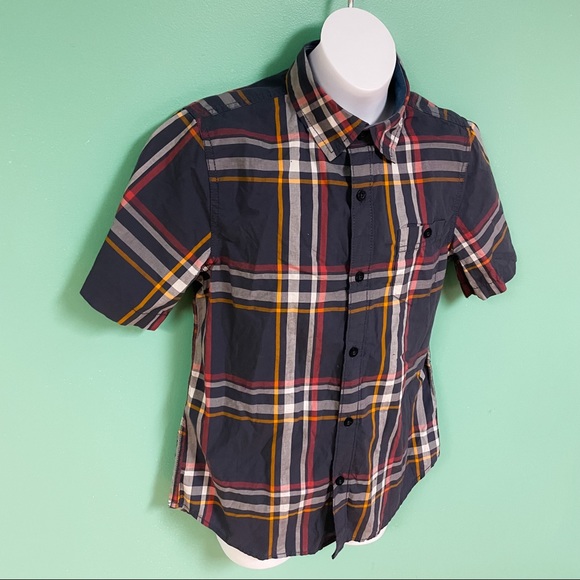 Tucker & Tate Gray Plaid Short Sleeve Button Up Boys Size L 10/12 NWT - Picture 3 of 8